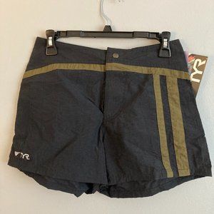 TYR Deadstock Shorts Women’s Black Gold Nylon Size S Papertag 1990s
